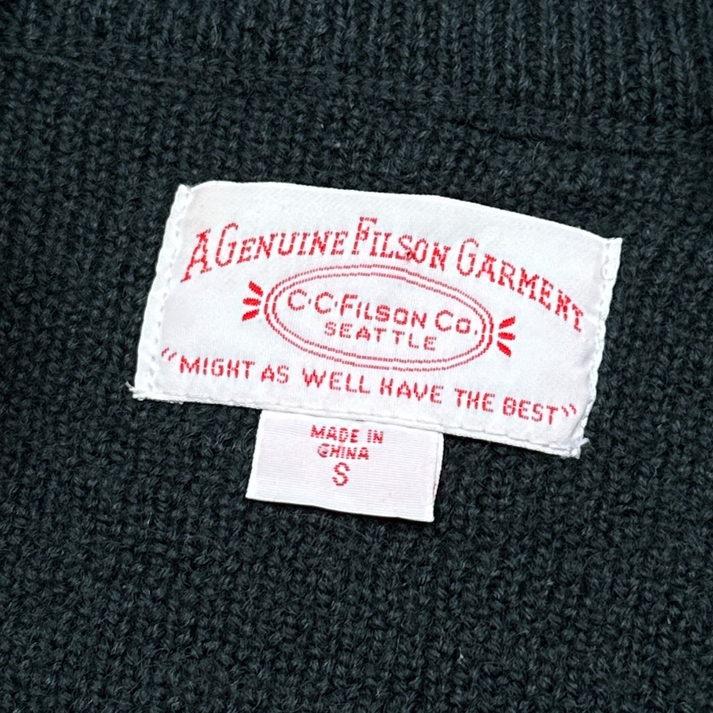 CC Filson Waterfowl Wool Waxed Canvas 1/4 Zip Green Sweater Mens Small - Picture 8 of 11